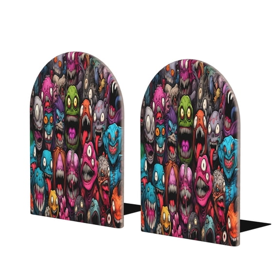 Naloa Monstrous Cartoon Characters 2 Pcs Bookend Large Capacity Office Book Ends for Home Office Library School Study Decoration