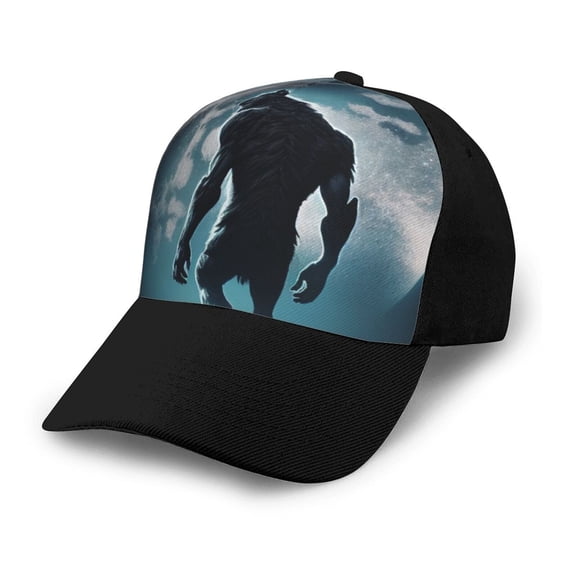 Naloa Moon Wolf Warrior Adult adjustable Print Baseball Hat, Patchwork curved brim baseball capfor Men and Women, One Size