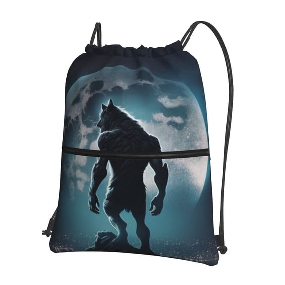 Naloa Moon Wolf Warrior Drawstring Backpack String Bag Cinch Water Resistant for Gym Shopping Sport Yoga