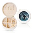 thumbnail image 1 of Naloa Moon Wolf Warrior Round Jewelry Box, Travel Jewelry Organizer, 3.9 x 3.9 x 2in Jewelry Storage Box for Women-White, 1 of 7