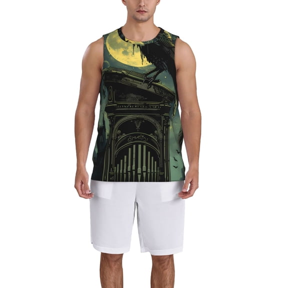 Naloa MoonNight Sky Crow Basketball Jersey Reversible Men's Mesh Athletic Sports Shirts Training Practice S-4XLMedium