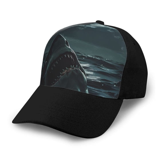 Naloa Moonlit Night Sky Shark Adult adjustable Print Baseball Hat, Patchwork curved brim baseball capfor Men and Women, One Size