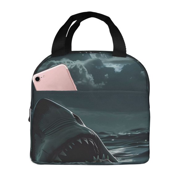 Naloa Moonlit Night Sky Shark Print Lunch Box for Women Men,Insulated Lunch Bag,Lunchbox,Thermal Leakproof Cooler,Reusable Lunch Tote Bag for Work School Travel Picnic