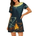 thumbnail image 1 of Naloa Moonlit Skeleton Campfire Print Women Nightgowns,Womens Loungewear,Short Sleeve Sleepwear,Comfy Ladies Nightdress, 1 of 6