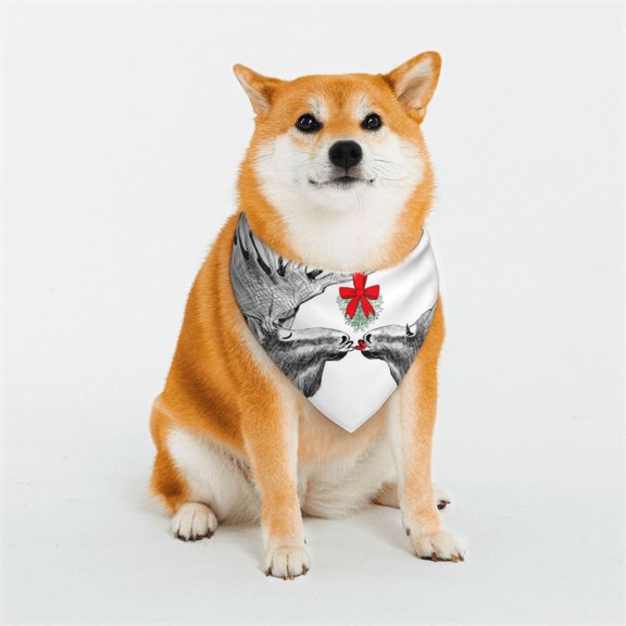 Naloa Moose Kissing Under Mistletoe Dog Bandana Large and Small-Dog Scarf Bib Handkerchief Accessories for Dogs and Cats(S-L)-