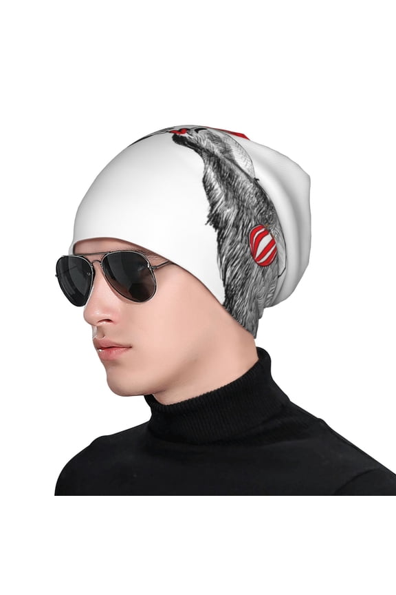 Moose Kissing Under Mistletoe Soft Beanie Hat, Knit Beanie Daily Beanie in Fine Knit for Women Men Winter Travel, Outdoor