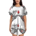 thumbnail image 1 of Naloa Moose Kissing Under Mistletoe Women's Short-Sleeved Pajama Set, Loungewear, Summer pajamas, Breathable Cozy - X-Large, 1 of 9