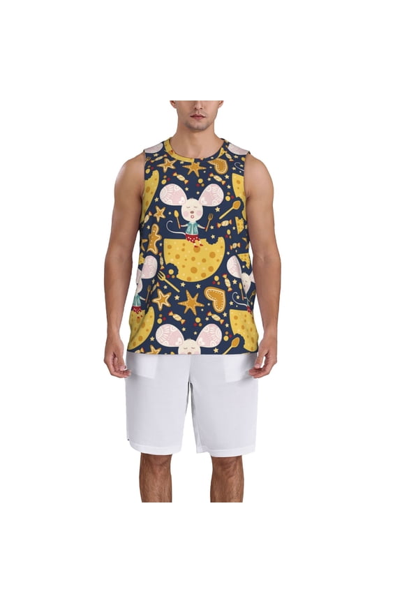 Mouse Cheese Basketball Jersey Reversible Men's Mesh Athletic Sports Shirts Training Practice S-4XL3X-Large