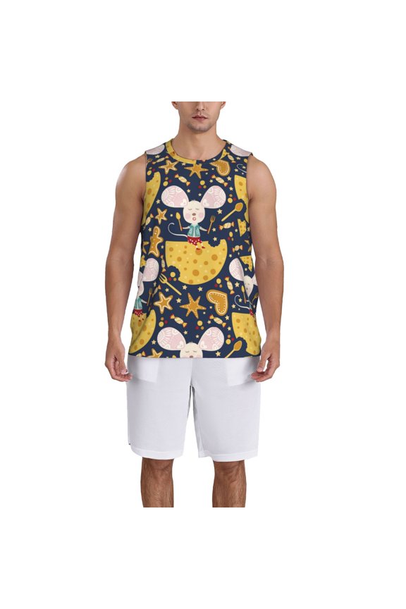 Mouse Cheese Basketball Jersey Reversible Men's Mesh Athletic Sports Shirts Training Practice S-4XLXX-Large