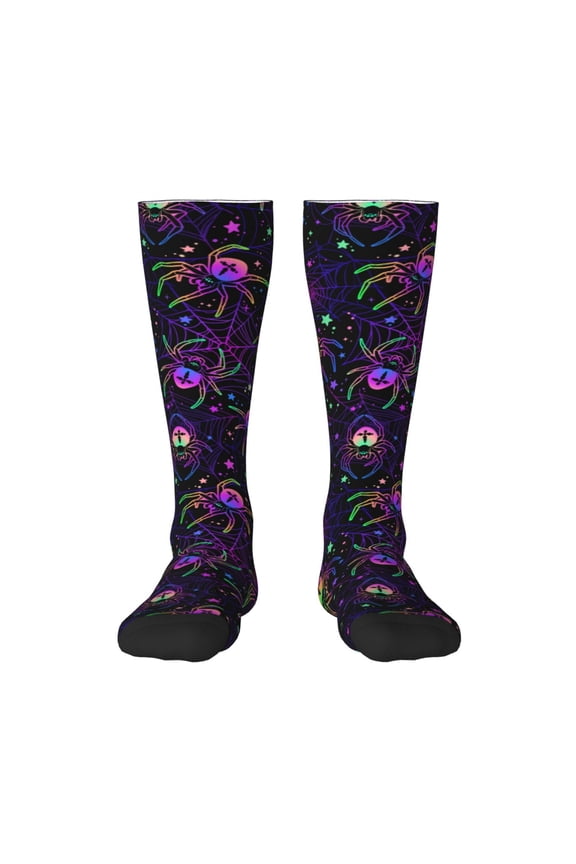 Multi-colored Spiders Thigh High Socks Extra Long Stretchy Sock Women Over Knee High Opaque Stocking Daily Wear