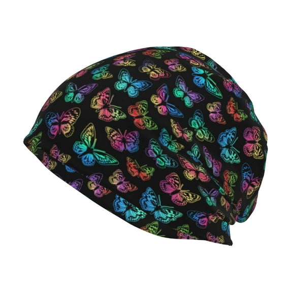 Naloa Multicolored Butterflies Beanie for Men Women Knitted Unisex Winter Hat Beanies Cap Knit Cuffed Beanies Hats