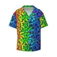 thumbnail image 1 of Naloa Multicolored Butterflies Men's Loose Fit Cuban Collar Short-Sleeve Shirt with Button-down and Chest Pocket for Everyday Wear Outings - X-Large, 1 of 7