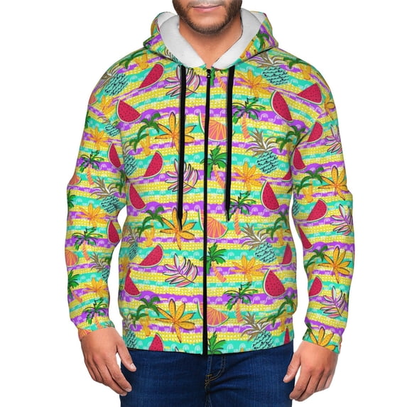 Naloa Multicolored Tropical Men’s Hoodies, Zip up Hoodie, Sweatshirts,Hoodies for Men Sizes S-3XL-Medium