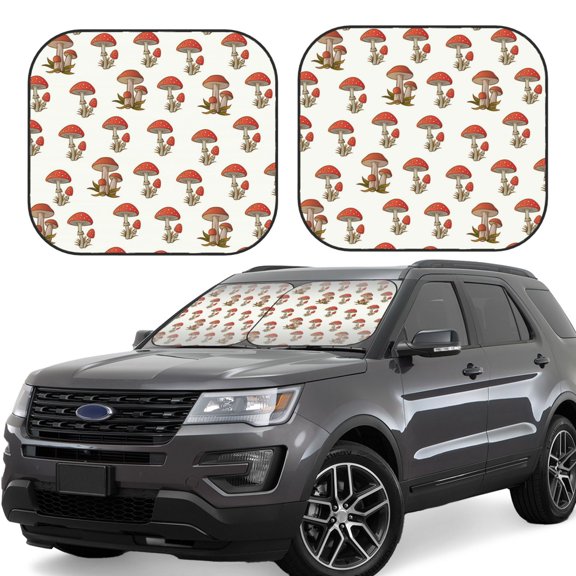 Naloa Mushroom 2 Piece Foldable Car Sun Shades, Car Windshield Sunshade, Front Window Sunshade for Car, Truck, SUV - Small