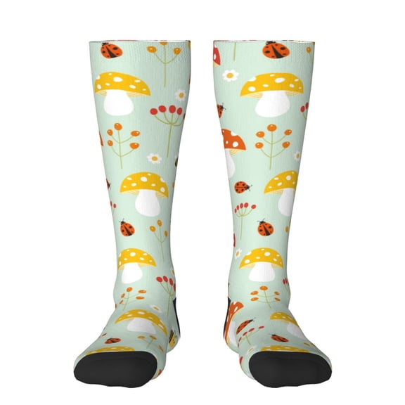 Naloa Mushroom Bee Thigh High Socks Extra Long Stretchy Sock Women Over Knee High Opaque Stocking Daily Wear