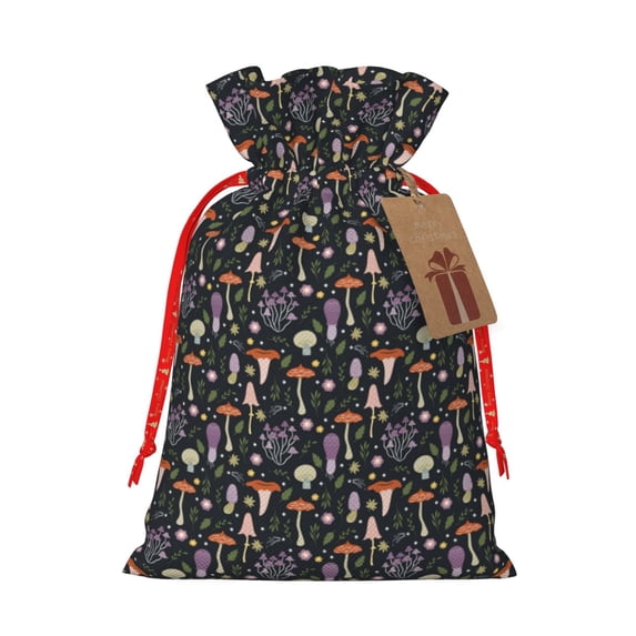 Naloa Mushroom Drawstring Christmas Bags, 3D Xmas Gift Bags, Christmas Wrapping Bags, Xmas Goodie Bags, Treat Pouch Bags, Party Favor Bags-Medium