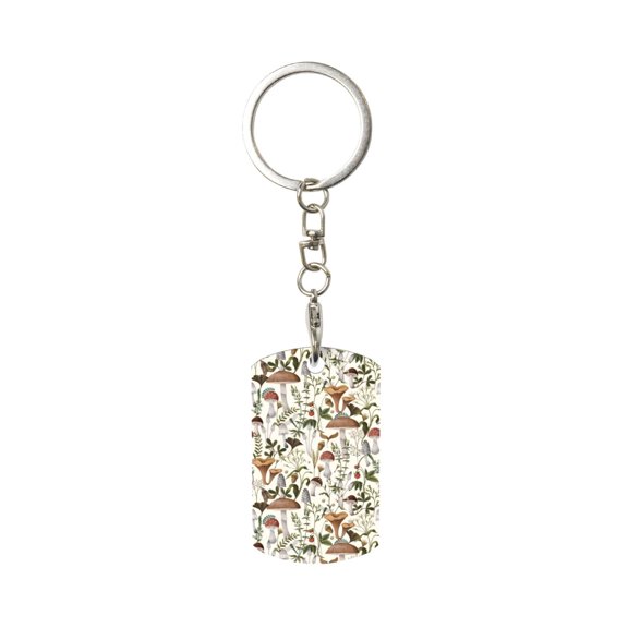 Naloa Mushroom Garnish Print Keyfob with Split Key Ring and Print Labels, Key Labels Key Chain Tags, Luggage Tags, Car Key Chain Ring Keyfob Gift
