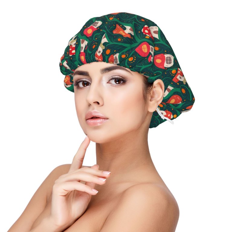 Naloa Mushroom House Adjustable Hair Bonnet for Sleeping  display picture 1