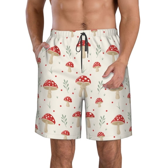 Naloa Mushroom Men's Beach Shorts, Surfing shorts, Swim trunks, Quick Dry Swim Trunks for Surfing Beach Fun - 3X-Large