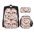 thumbnail image 1 of Naloa Mushroom Print Large Capacity Backpack Lunch Bag Pencil Case Combination 3 Piece Set for Student, 1 of 8
