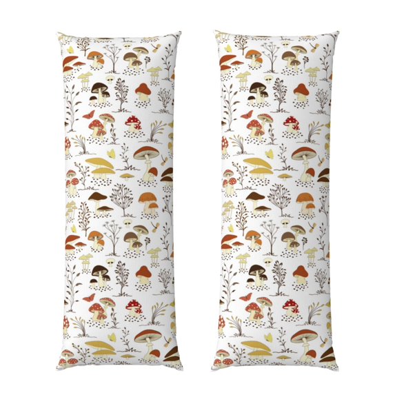 Naloa Mushrooms And Butterflies Super Soft 20x60 Body Pillow Case,Long Side Hidden Zipper(PILLOWS ARE NOT INCLUDED)