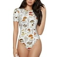 thumbnail image 1 of Naloa Mushrooms And Butterflies Women's Short-Sleeved Onesie, One-Piece Swimsuit for Parties, dates, clubs - X-Large, 1 of 9