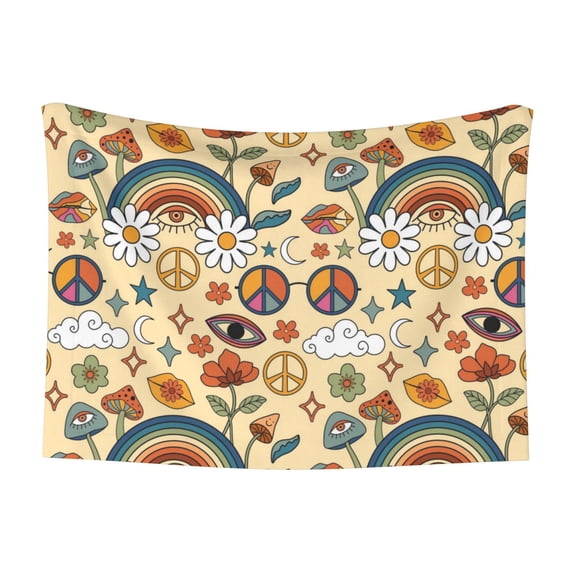 Naloa Mushrooms And Rainbows Peace Dog Blanket, 3 Sizes Cat Blanket for Indoor Cats Large Medium Small Dog Gifts-Medium