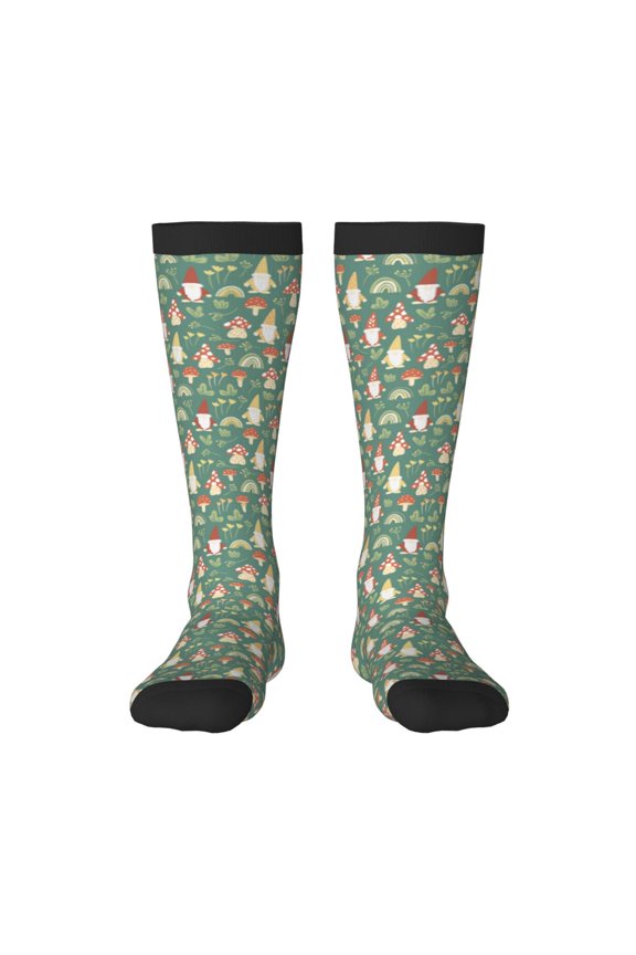 Mushrooms Gnome Thigh High Socks Extra Long Stretchy Sock Women Over Knee High Opaque Stocking Daily Wear