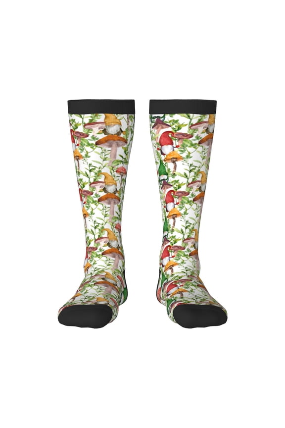 Mushrooms Gnomes Thigh High Socks Extra Long Stretchy Sock Women Over Knee High Opaque Stocking Daily Wear