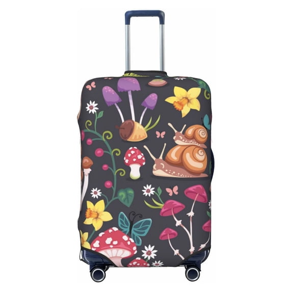 Naloa Mushrooms Snails Butterflies Elastic Suitcase Protector, Travel Suitcase Protector Cover Fits 18-32in Suitcase - Large