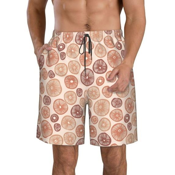 Naloa Mushrooms2 Men's Beach Shorts, Surfing shorts, Swim trunks, Quick Dry Swim Trunks for Surfing Beach Fun - 3X-Large