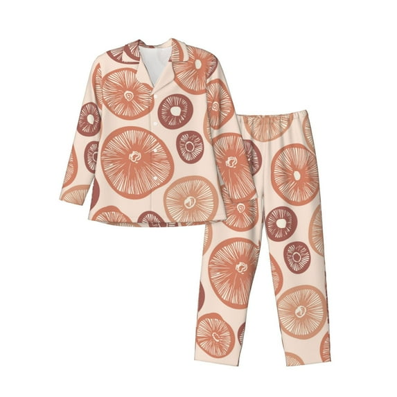 Naloa Mushrooms2 Men’s Pajamas Set - Long Sleeve Button Down Sleep Shirt and Pajama Bottoms Sleepwear Set-XX-Large