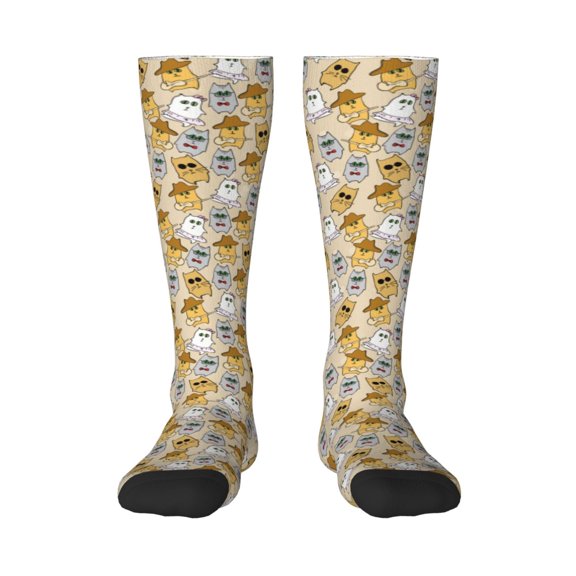 Naloa Music Dancing Cat Thigh High Socks Extra Long Stretchy Sock Women Over Knee High Opaque Stocking Daily Wear