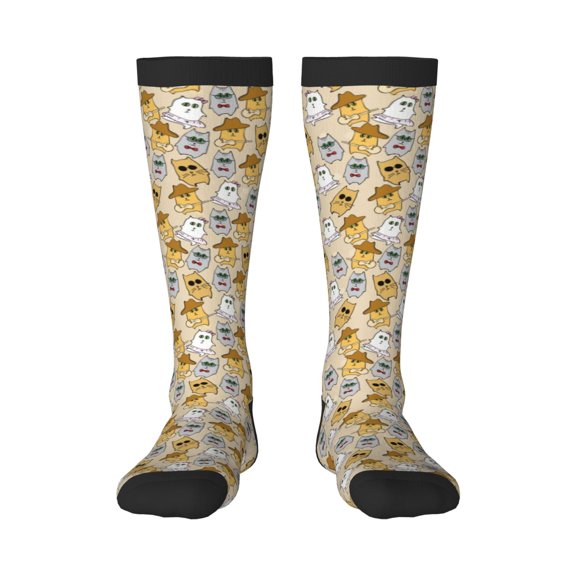 Naloa Music Dancing Cat Thigh High Socks Extra Long Stretchy Sock Women Over Knee High Opaque Stocking Daily Wear