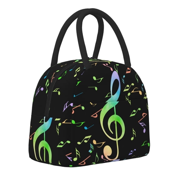 Naloa Music Notes Print Lunch Bag for Women Men,Insulated Lunch Box for Adult,Reusable Lunch Tote Bag for Work, Picnic or Travel