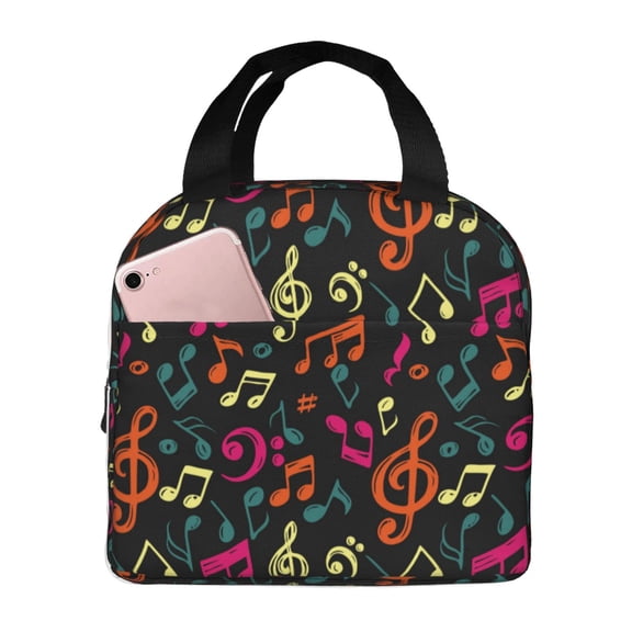 Naloa Music Notes Print Lunch Box for Women Men,Insulated Lunch Bag,Lunchbox,Thermal Leakproof Cooler,Reusable Lunch Tote Bag for Work School Travel Picnic