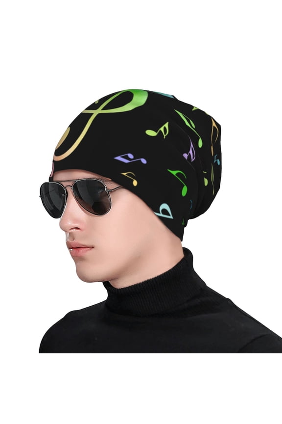 Music Notes Soft Beanie Hat, Knit Beanie Daily Beanie in Fine Knit for Women Men Winter Travel, Outdoor
