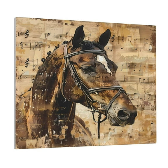 Naloa Musical Horse Vintage Collage Print Canvas Bathroom Wall Art,Bathroom Wall Art Decoration, Canvas Poster Prints,Decorative Paintings for Living Room, Bathroom, Kids Room