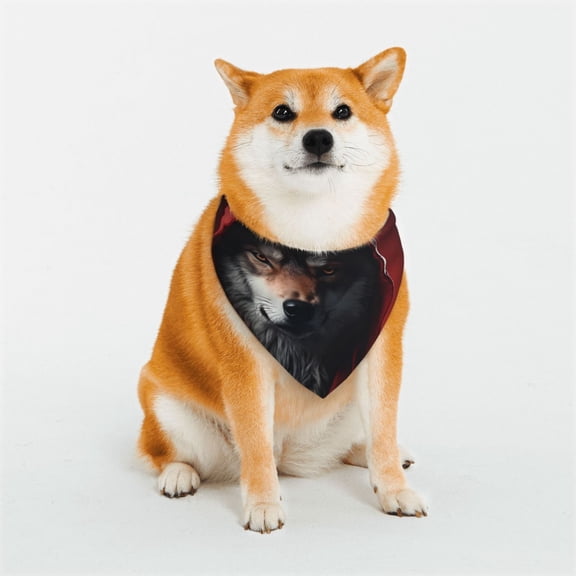 Naloa Mysterious Hooded Wolf Dog Bandana Large and Small-Dog Scarf Bib Handkerchief Accessories for Dogs and Cats(S-L)-Medium