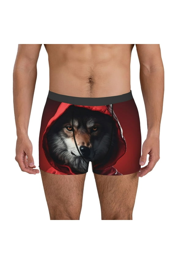 Mysterious Hooded Wolf Mens Underwear - Boxers for Men, Mens Boxer Briefs, Classic Briefs for Men-Large