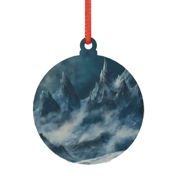 Naloa Mysterious Moonlit Mountains Acrylic Santa Tree Decorations Christmas Hanging Pendant for Christmas Winter New Year Party Hanging Decorations-Round Shape