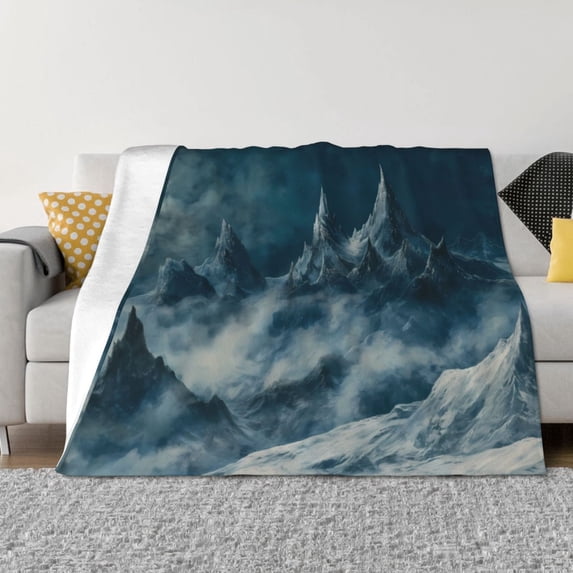 Naloa Mysterious Moonlit Mountains Flannel Fleece Throw Blanket for Bed Couch, Thick Blanket - All Seasons Suitable for Women, Men and Kids-80"x60"
