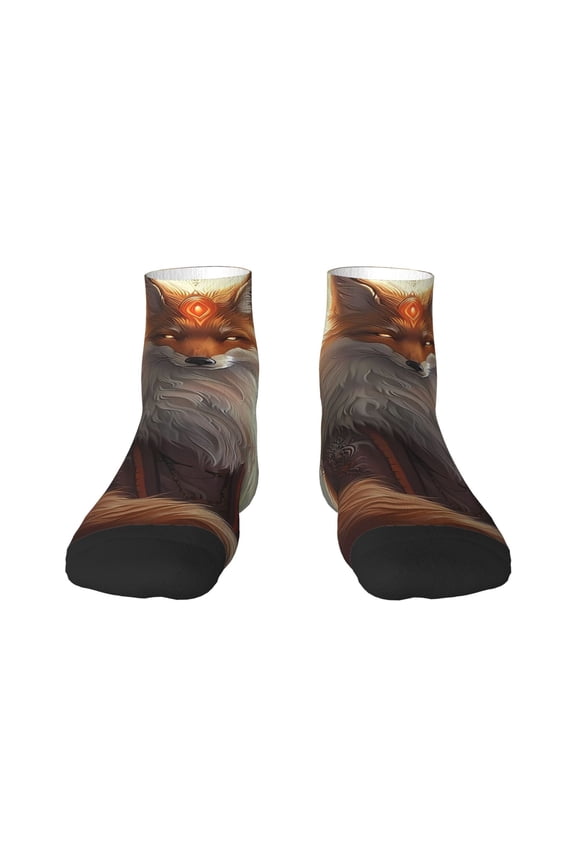 Mystic Fox With Halo Ankle Socks for Women Non Slip Socks No Show Socks Classic Low Cut Casual Socks Casual Socks
