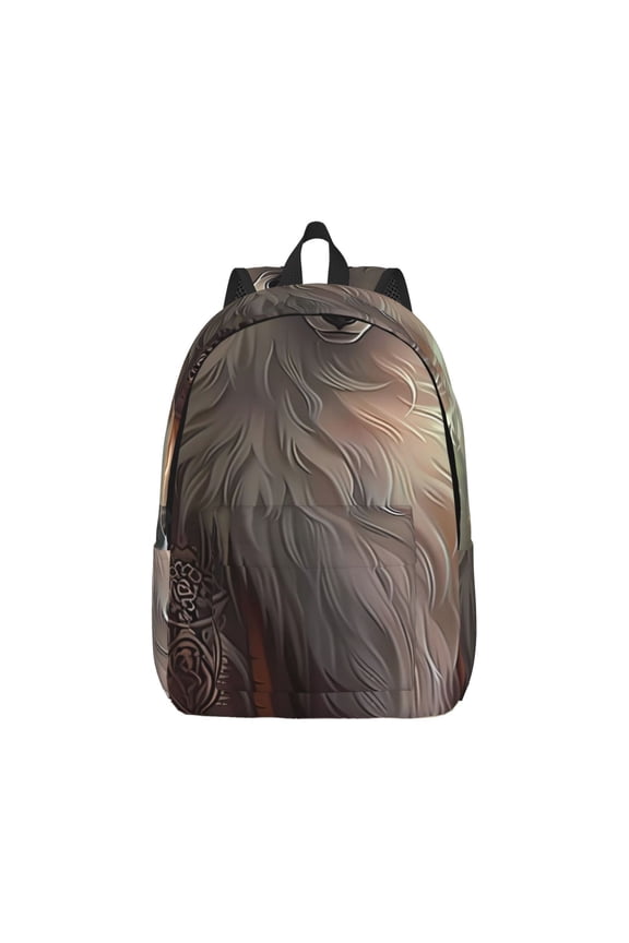 Mystic Fox With Halo Canvas Backpack for Men Women Rucksack Casual Travel Daypack College Tote Satchel Bookbag for Teens-Small