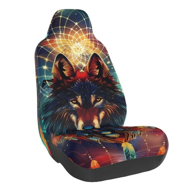 Naloa Mystic Wolf Dreamcatcher Car Seat Covers Universal Front Seat