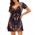 thumbnail image 1 of Naloa Mystic Wolf Dreamcatcher Print Women Nightgowns,Womens Loungewear,Short Sleeve Sleepwear,Comfy Ladies Nightdress, 1 of 6