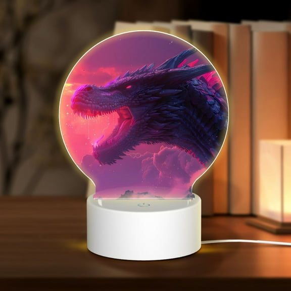 Naloa Mystical Dragon Under Moon Acrylic LED Night Light Custom LED Lights Personalized Nightlight Customized Gifts for Family Couples Friends
