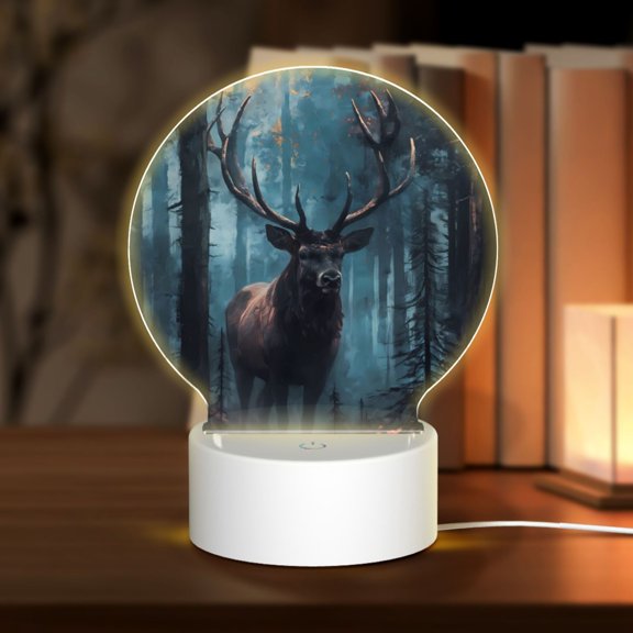 Naloa Mystical Forest Elk Acrylic LED Night Light Custom LED Lights Personalized Nightlight Customized Gifts for Family Couples Friends