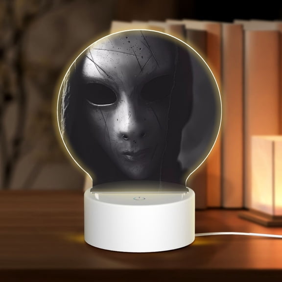Naloa Mystical Masked Figure Monochrome Acrylic LED Night Light Custom LED Lights Personalized Nightlight Customized Gifts for Family Couples Friends