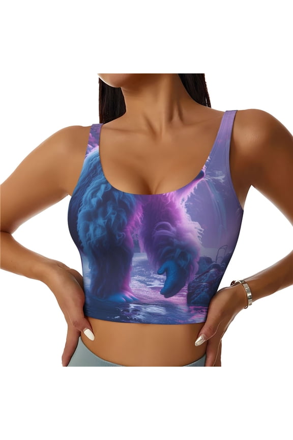 Mystical White gorilla Jungle Sports Bras for Women,Sports Bras for Women High Support with Removable Pads-Medium